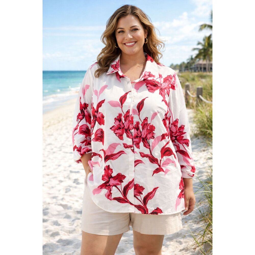 White Floral Long Blouse/Tunic